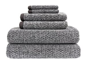 everplush diamond jacquard 6 pieces bath towel set, grey