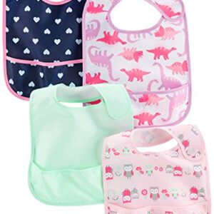 Simple Joys by Carter's Baby 4- Pack Feeder Bibs, dino/owls/mint/navy hearts, One Size