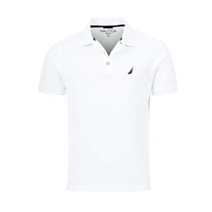 nautica men's mesh polo shirt slim fit (medium, corn) white