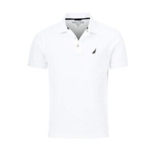 Nautica Men's Mesh Polo Shirt Slim Fit (Medium, Corn) White