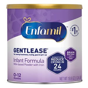 enfamil gentlease baby formula, reduces fussiness, crying, gas and spit-up in 24 hours, dha & choline to support brain development, value powder can, 19.9 oz