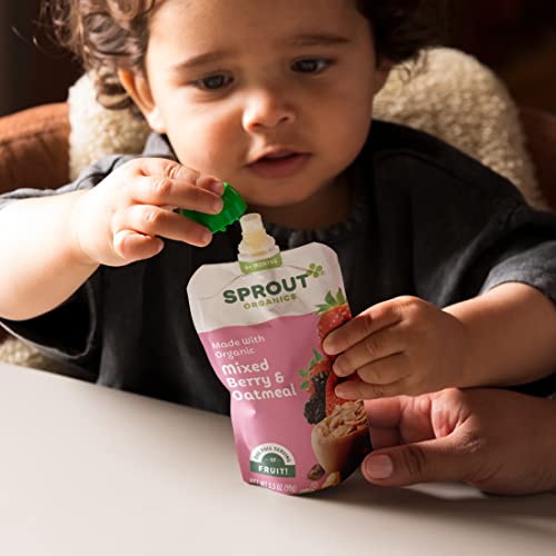 Sprout Organics, Mixed Berry & Oatmeal, 6+ Month Pouches, 3.5 oz (Pack of 12)