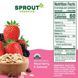 Sprout Organics, Mixed Berry & Oatmeal, 6+ Month Pouches, 3.5 oz (Pack of 12)