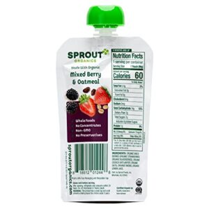 Sprout Organics, Mixed Berry & Oatmeal, 6+ Month Pouches, 3.5 oz (Pack of 12)