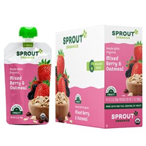 Sprout Organics, Mixed Berry & Oatmeal, 6+ Month Pouches, 3.5 oz (Pack of 12)