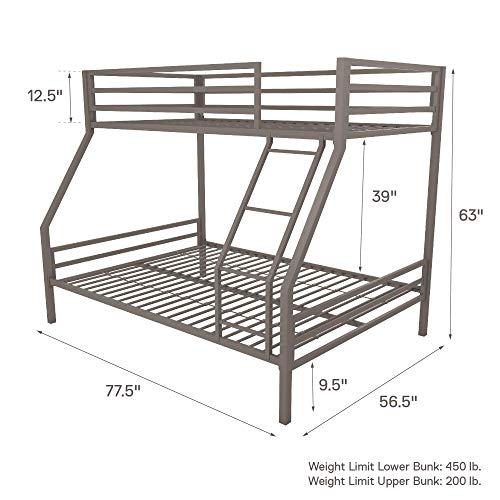 Novogratz 4146429N Maxwell Metal Bunk Bed, Twin over Full