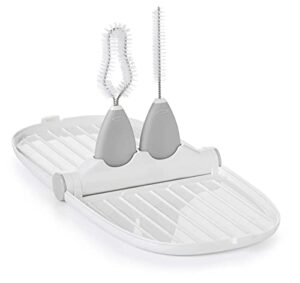 oxo tot breast pump parts compact drying rack with detail brushes, gray, 2 piece set