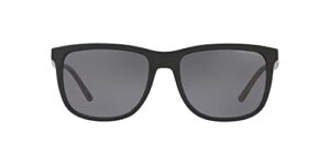 a|x armani exchange men's ax4070s square sunglasses, black/grey polarized, 57 mm