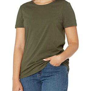 Amazon Essentials Women's Classic-Fit Short-Sleeve Crewneck T-Shirt, Pack of 2, Olive/Oatmeal Heather, X-Large