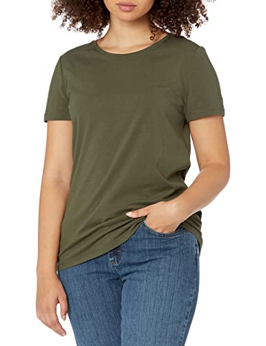 Amazon Essentials Women's Classic-Fit Short-Sleeve Crewneck T-Shirt, Pack of 2, Olive/Oatmeal Heather, X-Large