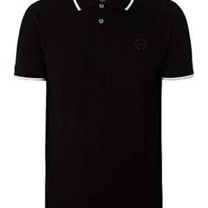 A|X ARMANI EXCHANGE mens Short Sleeve Jersey Knit Polo Shirt, Black, Small US