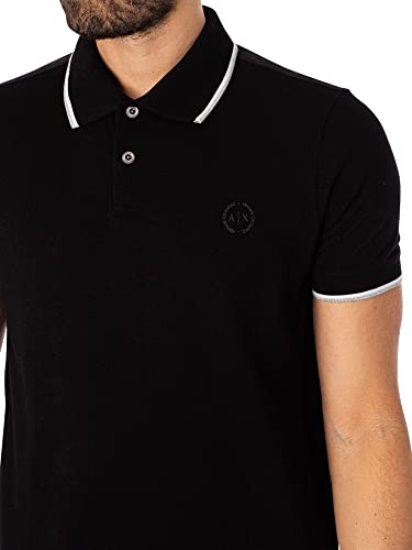 A|X ARMANI EXCHANGE mens Short Sleeve Jersey Knit Polo Shirt, Black, Small US