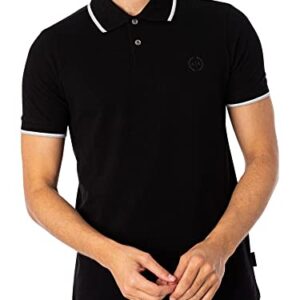 A|X ARMANI EXCHANGE mens Short Sleeve Jersey Knit Polo Shirt, Black, Small US