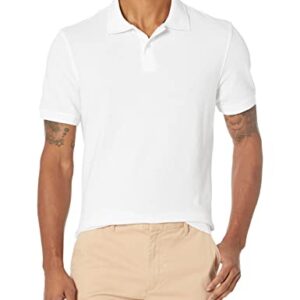 Amazon Essentials Men's Slim-Fit Cotton Pique Polo Shirt, White, Small