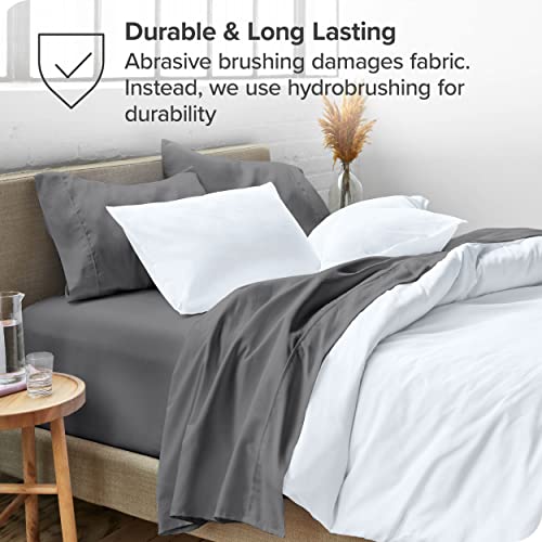 Bare Home Queen Sheet Set - Luxury 1800 Ultra-Soft Microfiber Queen Bed Sheets - Double Brushed - Deep Pockets - Easy Fit - 4 Piece Set - Bedding Sheets & Pillowcases (Queen, Grey)