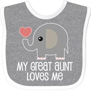 inktastic Great Aunt Loves Me Elephant Baby Bib Heather and White 2df00