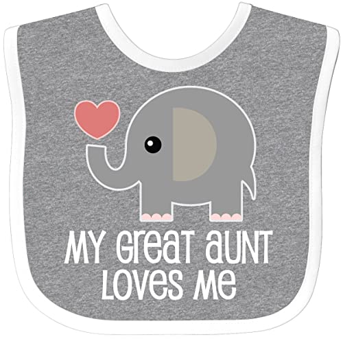 inktastic Great Aunt Loves Me Elephant Baby Bib Heather and White 2df00