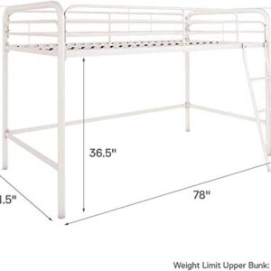 DHP Jett Junior Twin Metal Loft Bed, White