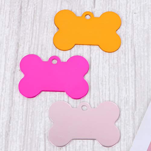 UEETEK 10 Pcs 38MM Pet ID Tag Bone Shape Double Sided Dog Cat Pet Name Phone Number ID Tag