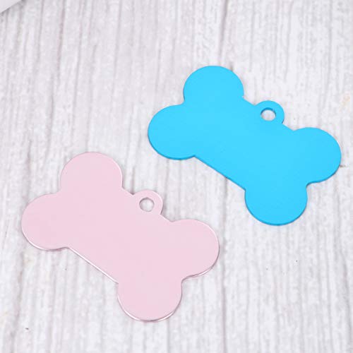 UEETEK 10 Pcs 38MM Pet ID Tag Bone Shape Double Sided Dog Cat Pet Name Phone Number ID Tag