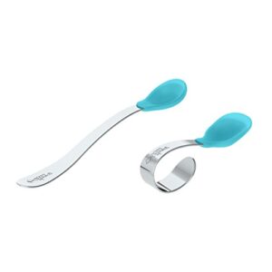 green sprouts learning spoon set | parent feeds while baby learns | includes self-feeding spoon for baby to learn & feeding spoon for adult, 2 piece set