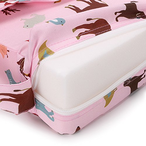 Sumnacon Chair Increasing Cushion - Baby Toddler Kids Infant Portable Dismountable Highchair Booster Cushion Washable Thick Chair Seat Cloth Strap(Pink Animal)