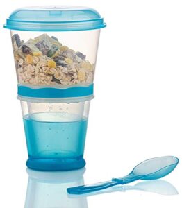 cereal on the go cups breakfast drink cups portable yogurt and cereal to-go container cup (blue)