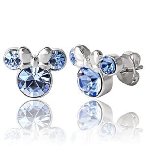 disney womens minnie mouse brass december birthstone stud earrings - minnie mouse jewelry - stud earrings for women (december-light sapphire crystal)