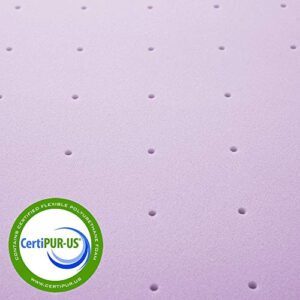 Mellow 2 Inch Ventilated Memory Foam Mattress Topper, Soothing Lavender Infusion, CertiPUR-US Certified, Queen