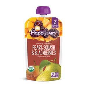 happy baby organics baby food pear squash & blackberries, 4 oz pouch