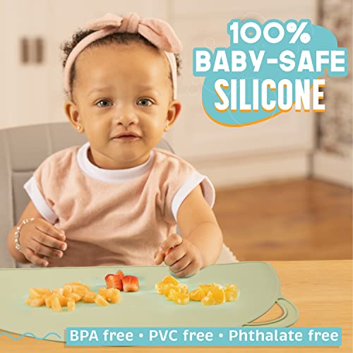 UpwardBaby Silicone Placemats for Toddlers - Suction Baby Placemat for Restaurants & Home - Set of 3 - Kids Placemat for Dining Table -Washable Wipeable Nonslip BPA-Free Placemats for Kids