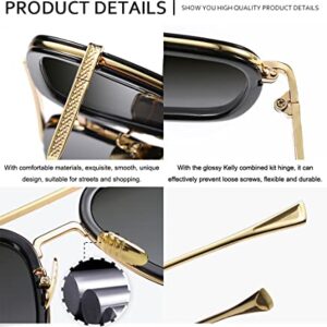 SHEEN KELLY Retro Tony Stark Sunglasses Vintage Square Metal Pilot Eyeglasses Men Women Spider Man