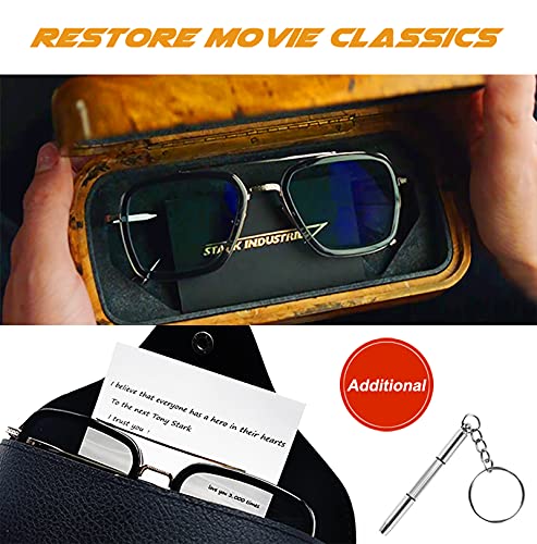 SHEEN KELLY Retro Tony Stark Sunglasses Vintage Square Metal Pilot Eyeglasses Men Women Spider Man