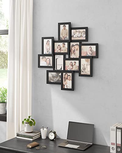 SONGMICS 4X6 Collage Picture Frames for Wall Decor, 12-Pack , Black Photo Collage Frame, Multi Picture Frame Set with Glass Front, Assembly Required