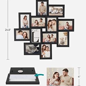 SONGMICS 4X6 Collage Picture Frames for Wall Decor, 12-Pack , Black Photo Collage Frame, Multi Picture Frame Set with Glass Front, Assembly Required