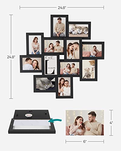 SONGMICS 4X6 Collage Picture Frames for Wall Decor, 12-Pack , Black Photo Collage Frame, Multi Picture Frame Set with Glass Front, Assembly Required