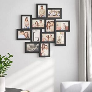 SONGMICS 4X6 Collage Picture Frames for Wall Decor, 12-Pack , Black Photo Collage Frame, Multi Picture Frame Set with Glass Front, Assembly Required