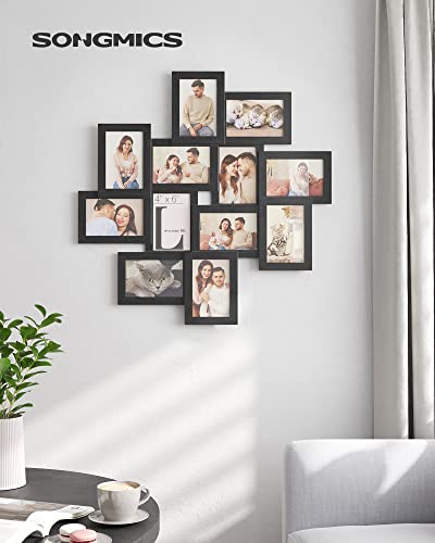 SONGMICS 4X6 Collage Picture Frames for Wall Decor, 12-Pack , Black Photo Collage Frame, Multi Picture Frame Set with Glass Front, Assembly Required