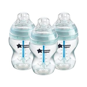 tommee tippee anti-colic baby bottles, slow flow breast-like nipple and unique anti-colic venting system (9oz, 3 count)