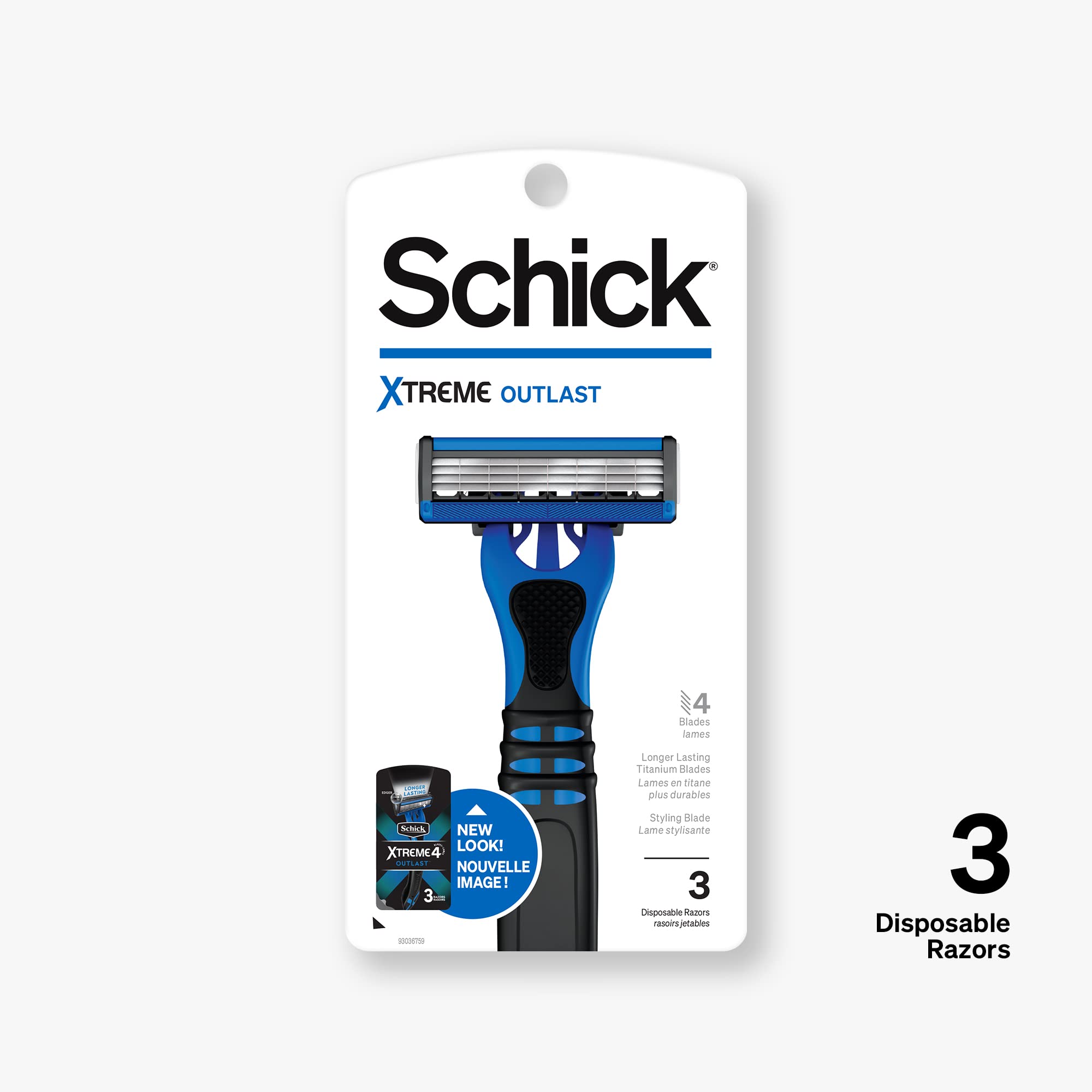 Schick Xtreme 4 Outlast Razor â€” Schick Xtreme4 Disposable Razors Men, 3 Count (Pack of 1)