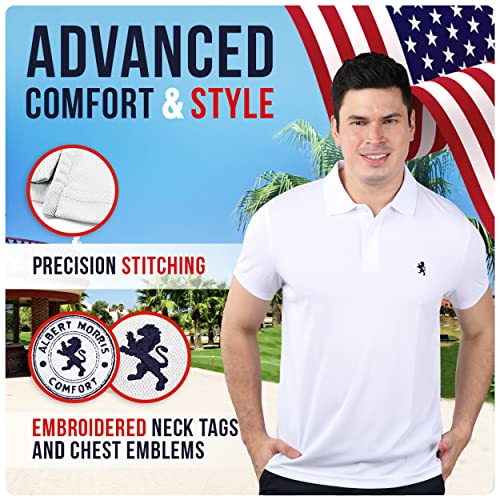 Albert Morris Mens Polo Shirts, Polo Shirts for Men, Shirts for Men, Short Sleeve Mens Shirts, American Classics, Medium