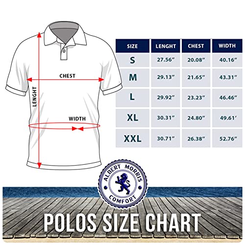 Albert Morris Mens Polo Shirts, Polo Shirts for Men, Shirts for Men, Short Sleeve Mens Shirts, American Classics, Medium