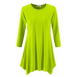 topdress women's swing tunic tops 3/4 sleeve loose t-shirt dress sprout green 2x
