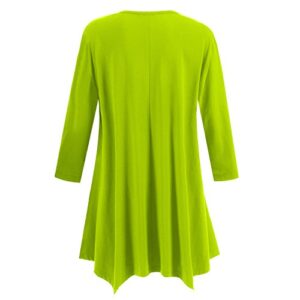 Topdress Women's Swing Tunic Tops 3/4 Sleeve Loose T-Shirt Dress Sprout Green 2X