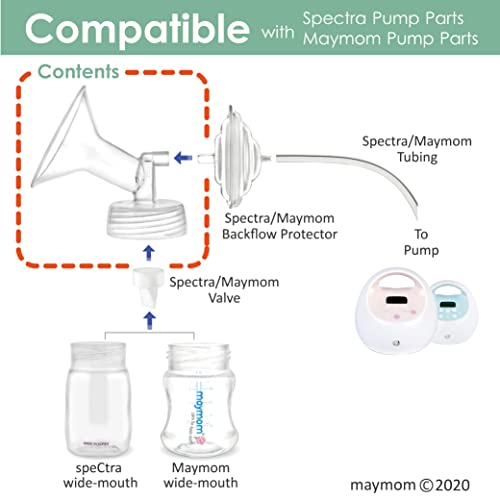 Maymom Wide Neck Pump Part Compatible with Spectra S1/S2 Pumps; Incl Wide Mouth Flange; Not Original Spectra Flange; Replaces Spectra Shield (19 mm Two Flanges)