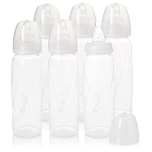 Evenflo Feeding Premium Proflo Vented Plus Polypropylene Baby, Newborn and Infant Bottles - Helps Reduce Colic - Clear, 8 Ounce (Pack of 6)