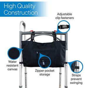 RMS Walker Bag with Soft Cooler - Water Resistant Tote with Temperature Controlled Thermal Compartment, Universal Fit for Walkers, Scooters or Rollator Walkers (Black)