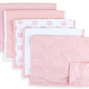 Ely's & Co. Baby Burp Cloth,Waterproof Reversible Jersey Cotton Large Burp Cloths, Cloth Diapers 20" x 12" 5 Pack I Pink Combo for Baby Girl