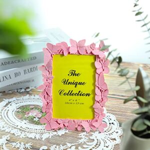 WAIT FLY 4 x 6 In Beautiful Pink Butterfly Shape Resin Photo Frame Picture Frame for Table Top Display Best Gift for Friends Kids