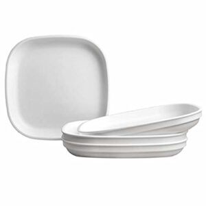 re play made in usa 9" heavy duty dining plates | virtually indestructible eco friendly recycled polypropylene plastic |bpa free| dishwasher safe|perfect for on the go or at home dining| white (4pk)